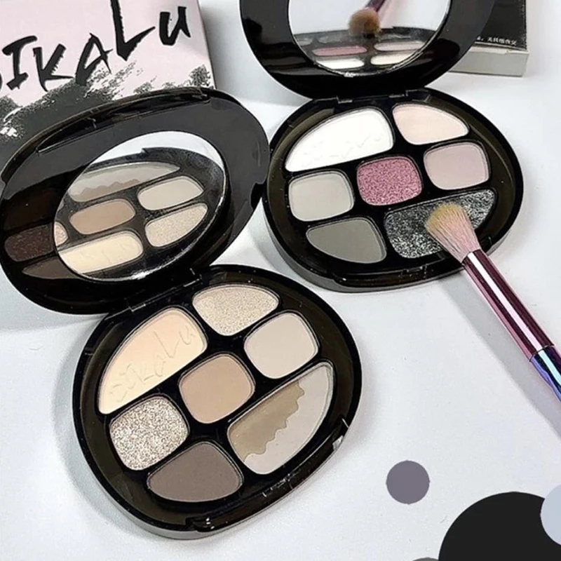 DIKALU 8-Farben-Lidschatten-Palette, rauchrosa, matt, perlmuttartig, glitzernd, schwarz, lila, braun, coole Nacht-Augenkosmetik für Frauen