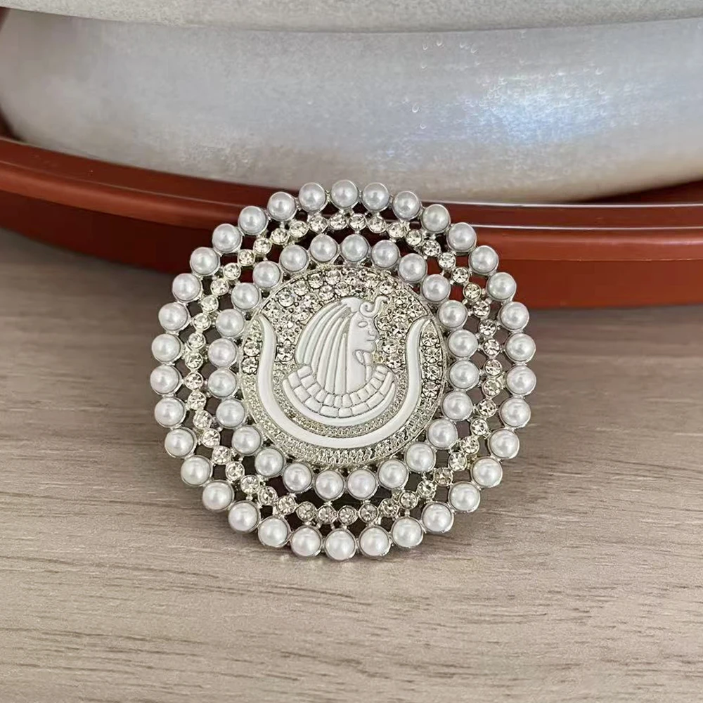 اليدوية حجر الراين اللؤلؤ مطعمة جولة شعار DOI جمعية الماسونية ابنة بروش #1