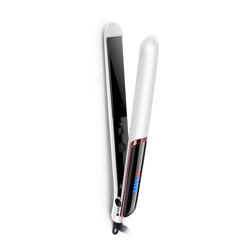 Plancha de pelo profesional, plancha de pelo iónica de cerámica con calentamiento rápido, plancha de pelo con pantalla Lcd de iones negativos