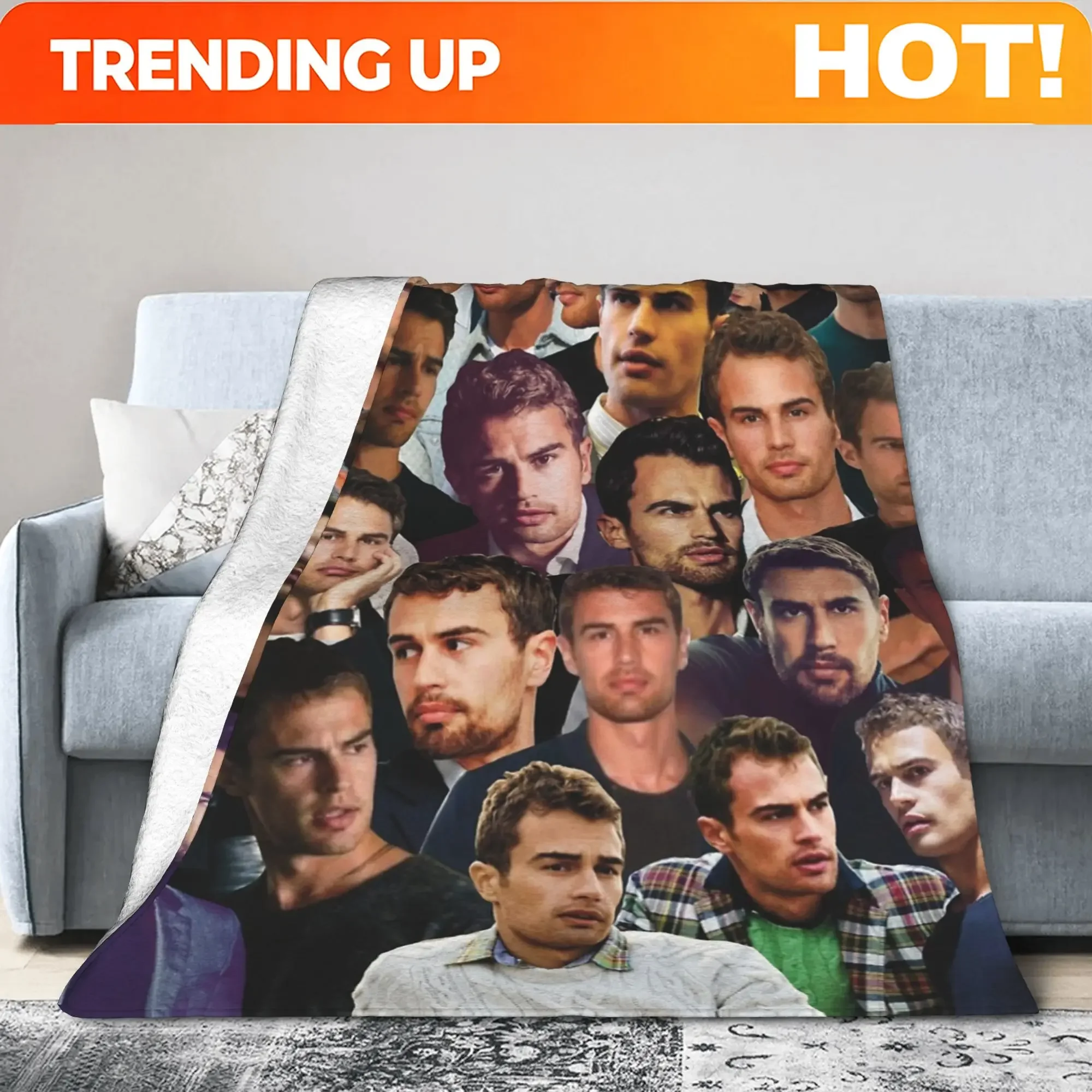 Custom Theo J-James Photo Collage Blankets Fleece Printed Breathable Super Warm Throw Blanket For Home Travel Rug Piece