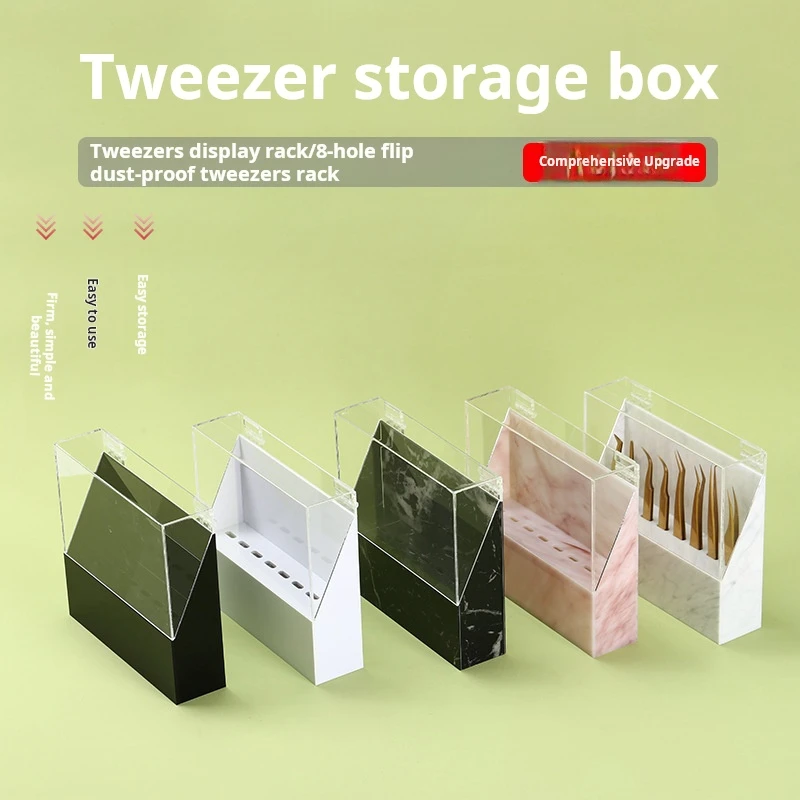 

8 Holes Tweezers Holder, Acrylic Rack Storage Eyelash Extension Tools with Dust Cover Tweezer Display Stand Holder Eyelash