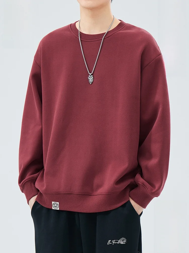 

PaulFrank Men's Fce Lined Sweatirt Loose Casual Red Color Spring Autumn Winter New Sle round Ne Long Sve T-irt