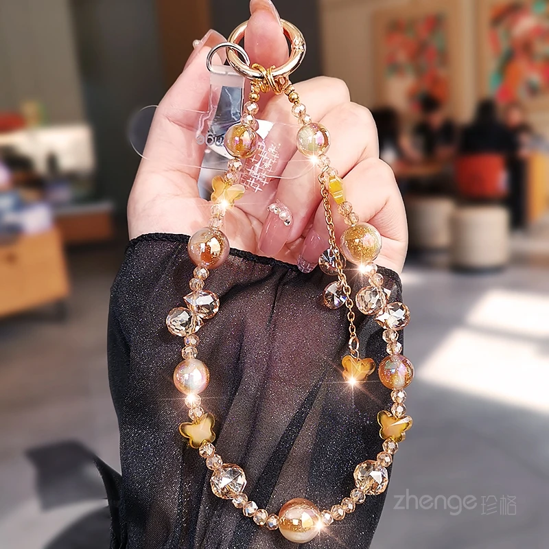 

High End Beaded Mobile Phone Chain Pendant, Ins Fashionable Women's Niche High-end Pendant Anti Loss Wrist Strap