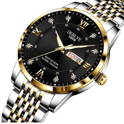 Men's Watch Stainless Steel Exquisite Button Hidden Buckle Luminous Calendar Chinese English Sports Watch