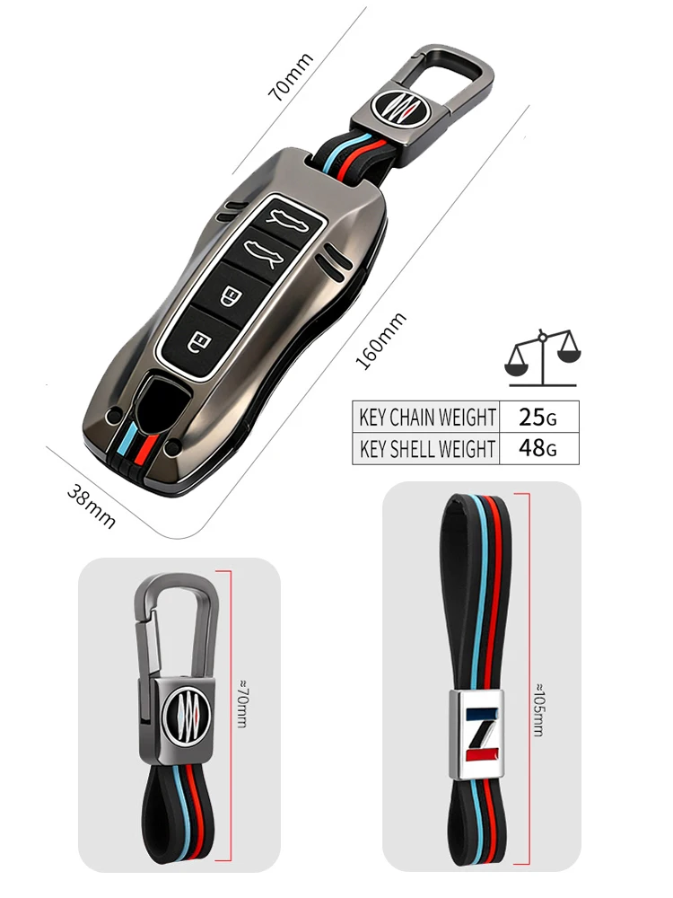 3/4 Tasten Zink-legierung Auto Schlüssel Fall Abdeckung Shell Fob Für Porsche Panamera Spyder Carrera Macan Cayman Cayenne 911 970 981 991 – Detail 9