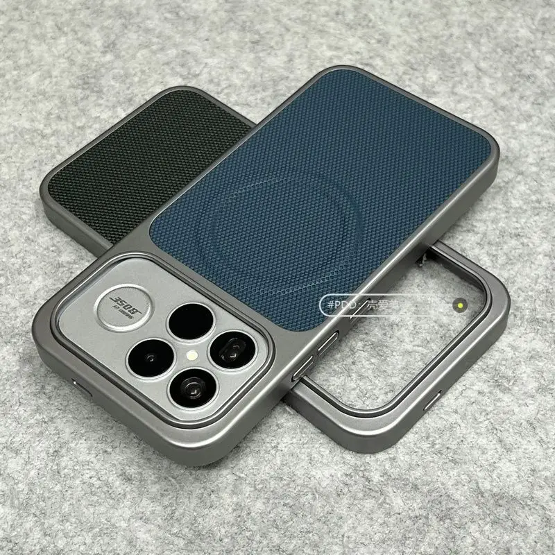 Case For Xiaomi POCO F9 Ultra F8 Pro Case Magnetic Plaid PU Vegan Leather Electroplated PC Frame Lightweight Hard Cover