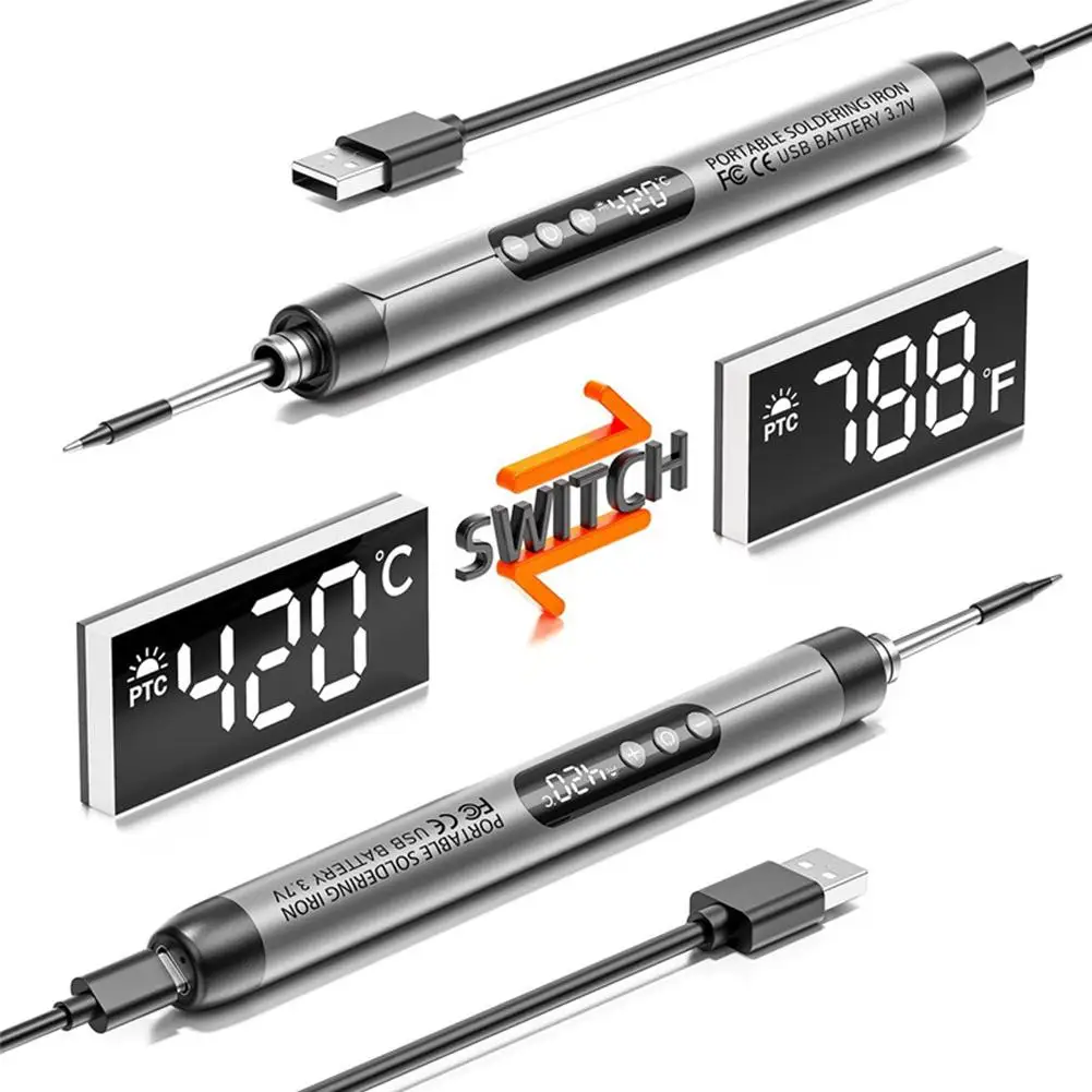 Type-C Mini Digital USB Charging Iron Portable Wireless Home Appliance Repair DIY Kit Set Welding Tools