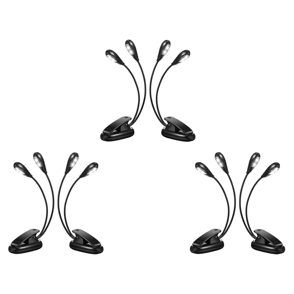 6Pcs Music Stand Light Clip on LED Book Lights Dual Arm Reading Lights for Books in Bed 360 Degree Adjustable Clip