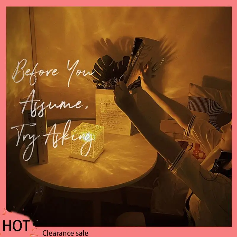 A88Z 3D dynamische waterrimpel projectorlamp 16-kleuren kristal nachtlampje met afstandsbediening voor slaapkamer, woonkamer studeerkamer Dura