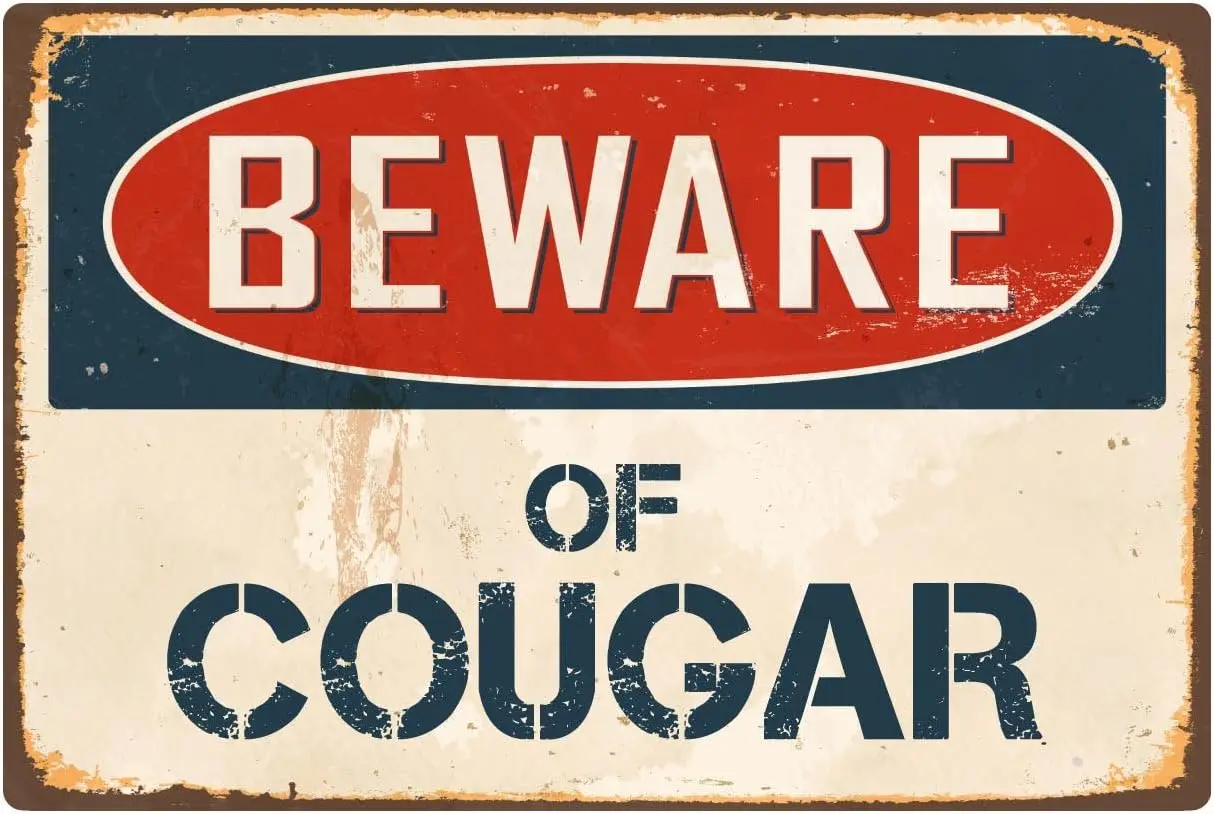 beware OF COUGAR 20.3 x 30.5cm Vintage aluminum Vintage metal label vs123