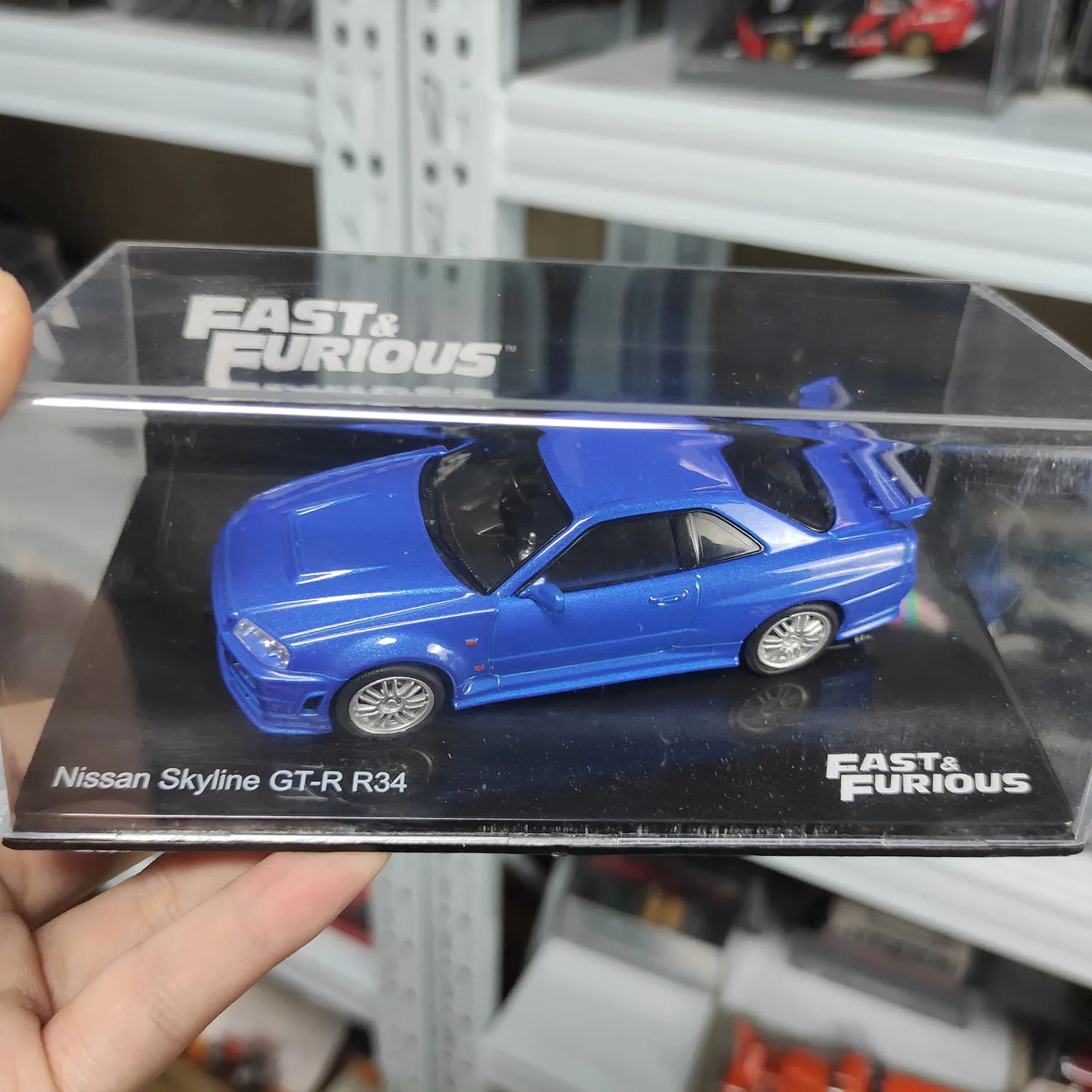 Diecast IXO 1:43 Scale Skyline GT-R R34 Blue Alloy Car Model view 5
