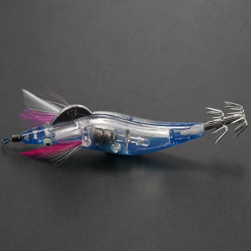 1Pc Flashing LED Fishing Lure Flash Light 10Cm Minnow Luminous Squid Jig Shrimp Bait Night Fishing Lure Promotion