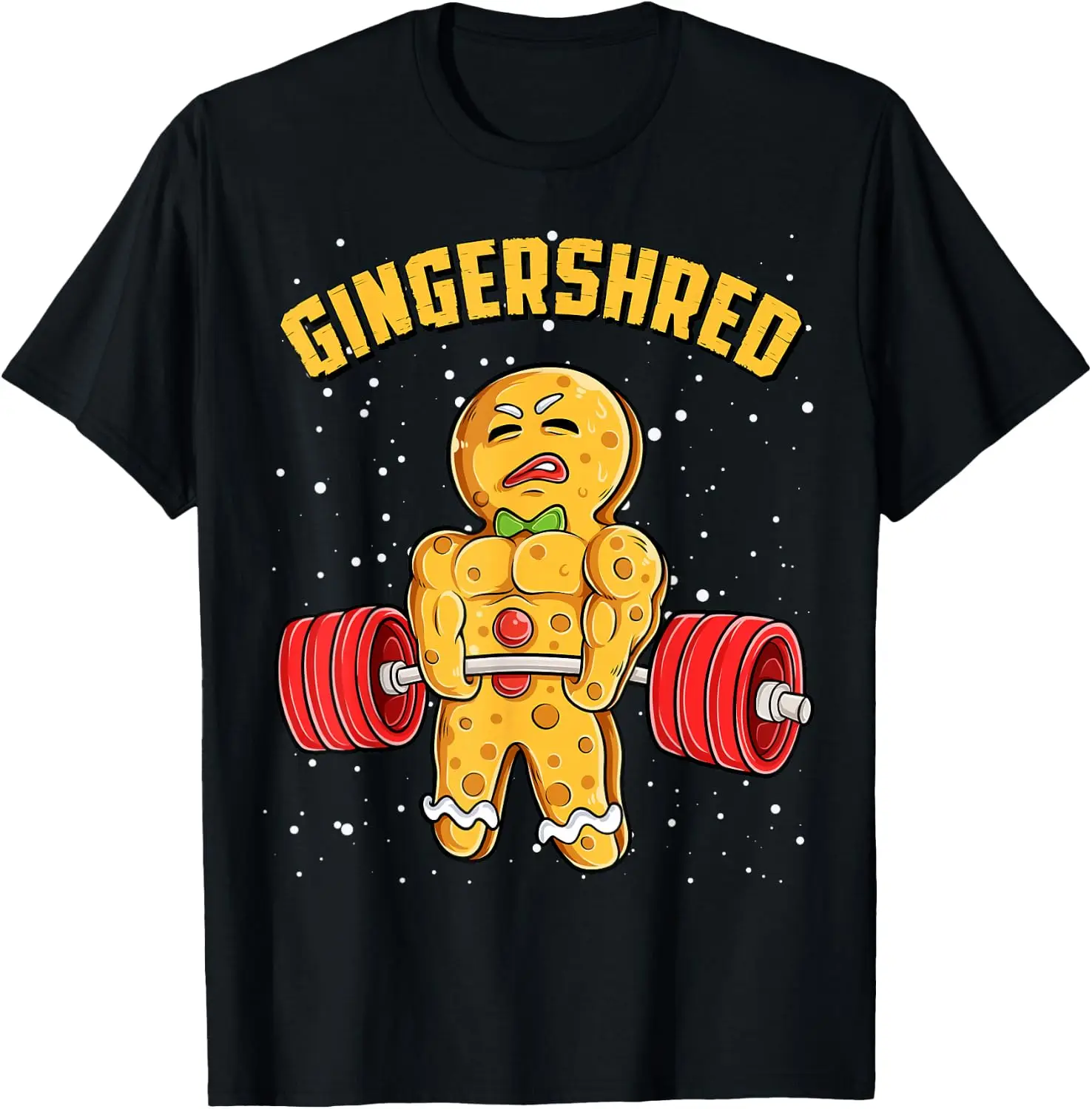 Gingershred Funny Gingerbread Man Gym Bodybuilding Christmas T-Shirt Halloween Cotton Short-Sleeve Tee: Fun, Stylish, Breathable, and Casual