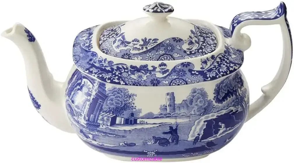 

Spode Blue Italian Collection Teapot | Tea Infuser ,Made of Earthenware ,40-Ounces/2.5 Pints | Dishwasher(Blue/White)