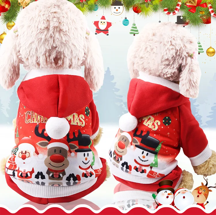 Dog Winter Warm Pet Clothes Christmas Clothes  for Small Medium Dogs Elk Santa Claus Dog  Coat Hoodies Christmas Dogs Costume