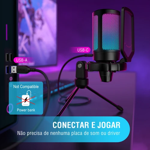 Imagen 2 del producto FIFINE Micrófono de condensador USB para juegos, para PC PS4 PS5 MAC con soporte de choque y filtro pop y control de ganancia para podcasts, Ampligame A6V