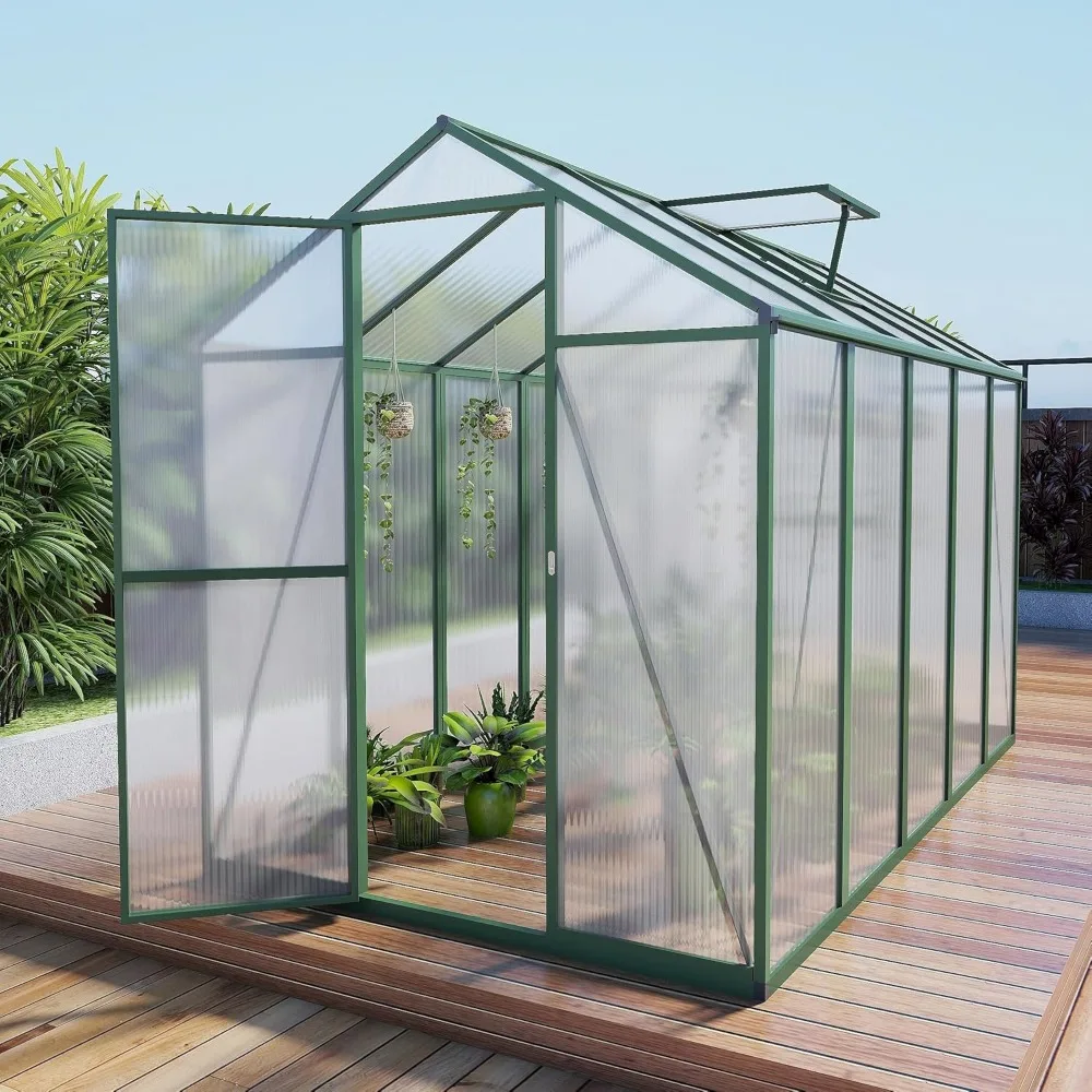 

86in High 6*10.2FT Greenhouse for Outdoors, Polycarbonate Greenhouse with Stronger Wind Protection and Roof Vent, Walk-in Large