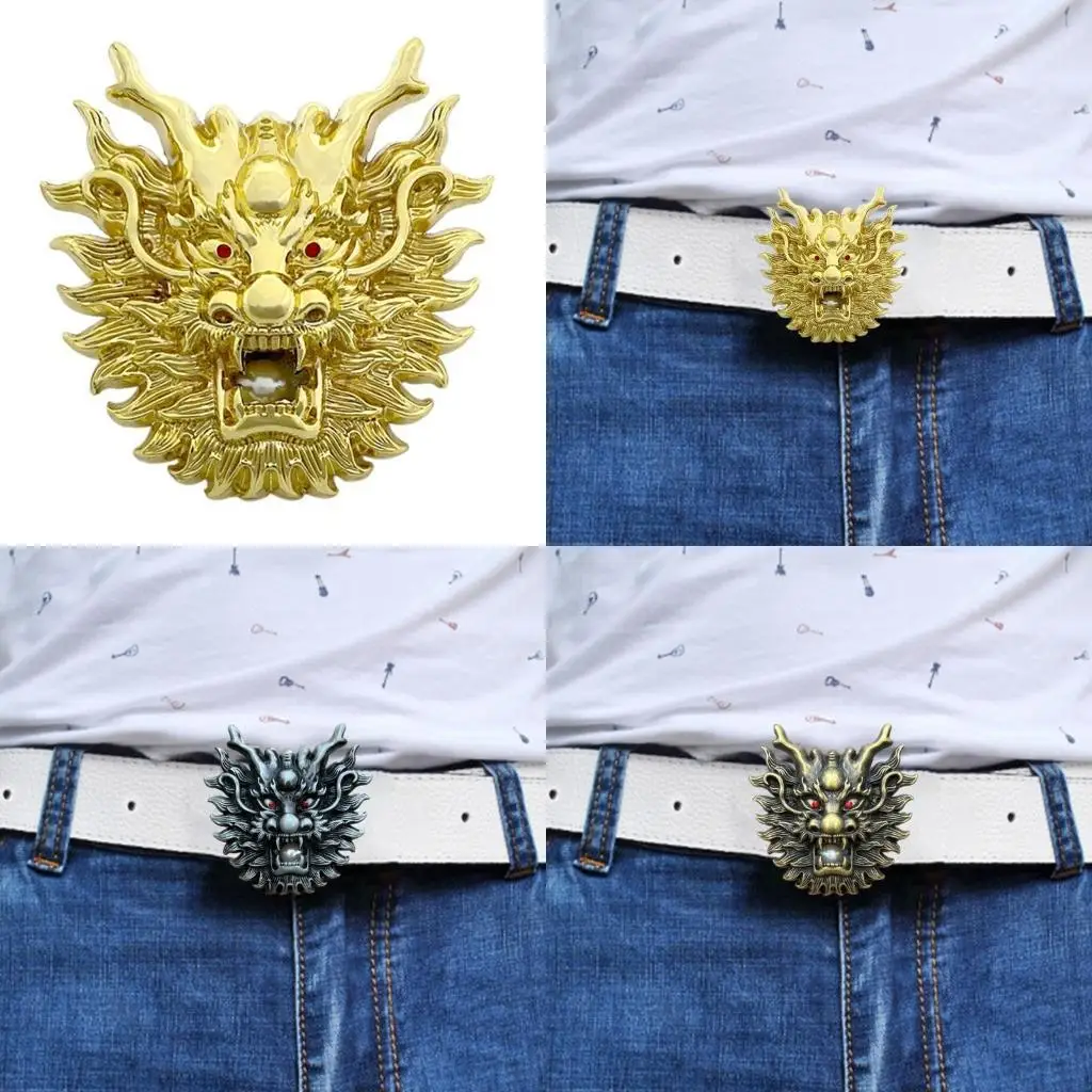 

R1WE Этническая Dragon Head Head Buckle для мужчин Женщины цинко-сплавная пряжка ковбой