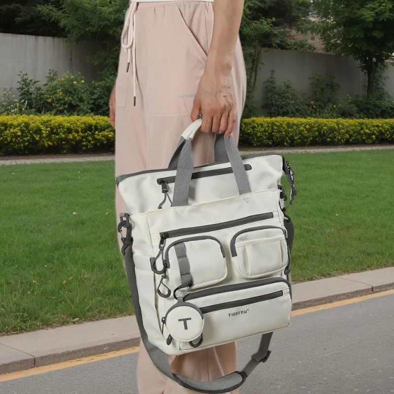 

1pcs450D Twill Composite Shoulder Bag Large Capacity Crossbody Bag for Commuter Office Work Multi Pocket Organizer