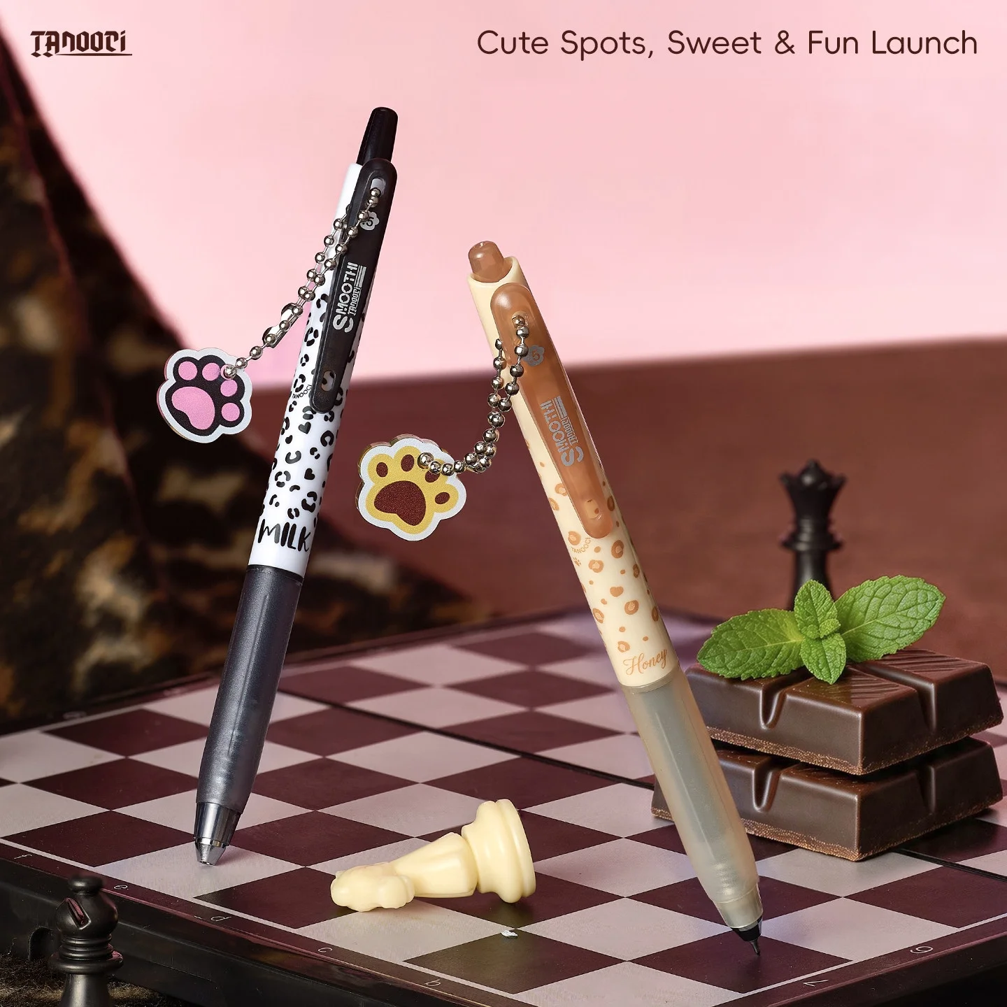 1pcs Tanooc Tos-105 Cute Retractable Black Gel Pen With Adorable Leopard Print Niche Trendy Brand Ins Pendant Pen