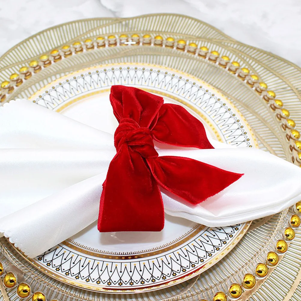 

6pcs Red Rings Table Napkin nament Bowknot Shape Serviette Clasp Party Table Decor Dinner Napkins Holder Banquet nament