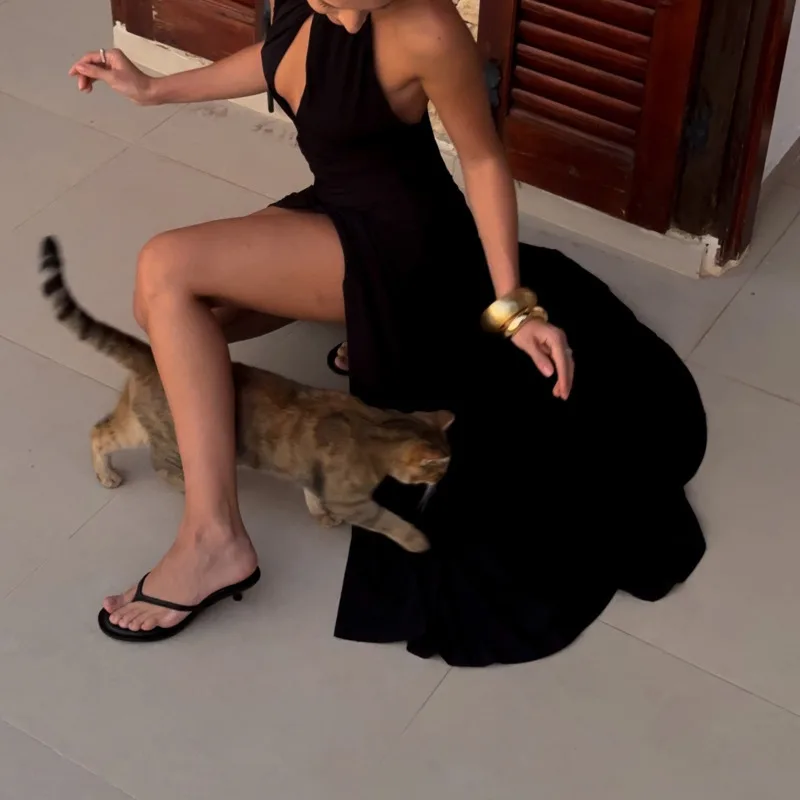 KWTX Evening Party Dress Fashion Sexy Halter Neck Cut Out High Slit Simple Designer Elegant Chic Spring Summer 2026 High-End
