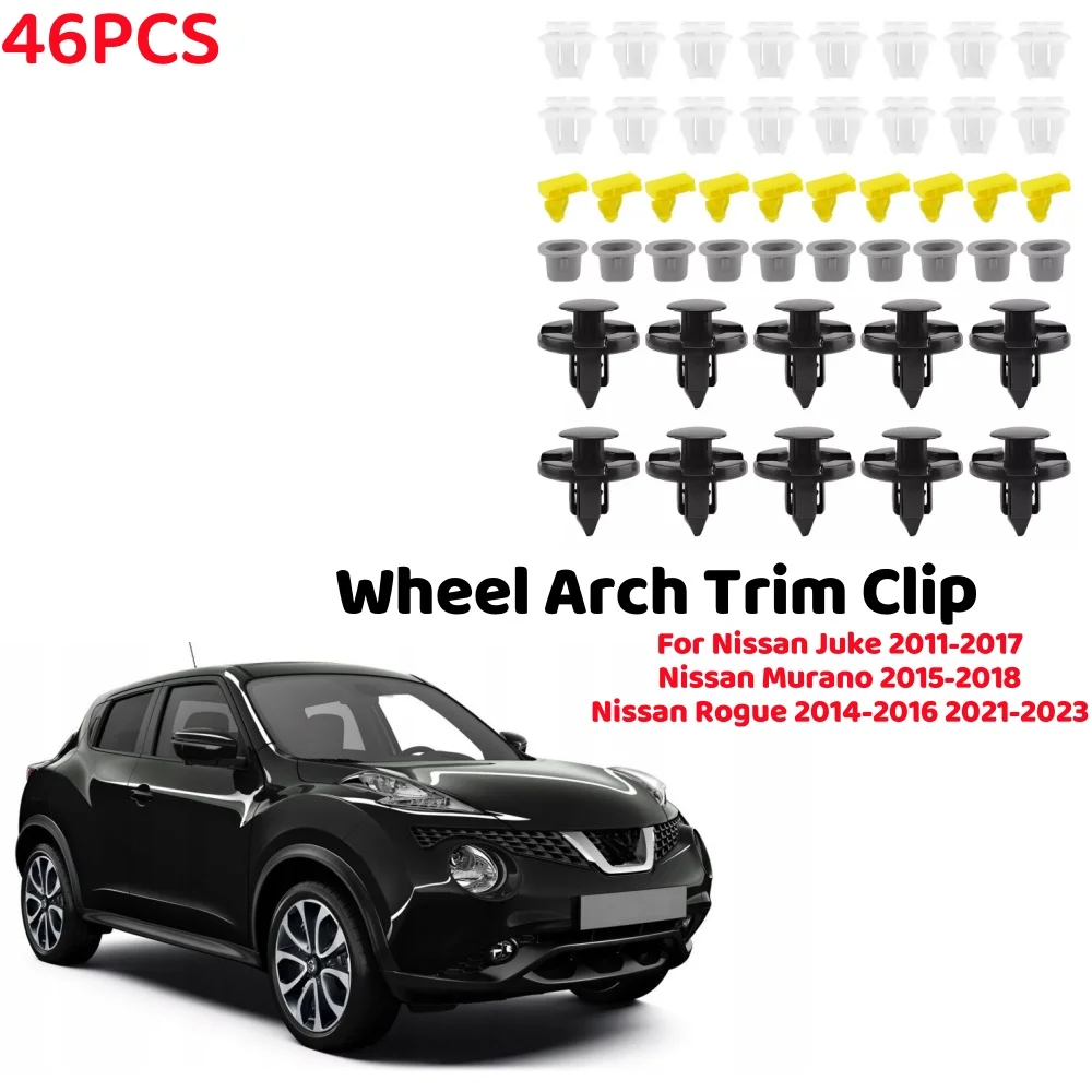 

46Pcs Car Front Rear Wheel Arch Trim Clip Plastic Moulding Wing For Nissan Juke 2011-2017 Car Interior Fastener Clip Accessories