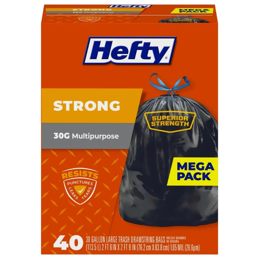 

Hefty Strong Большие мешки для мусора, 30 галлонов, 40 шт.