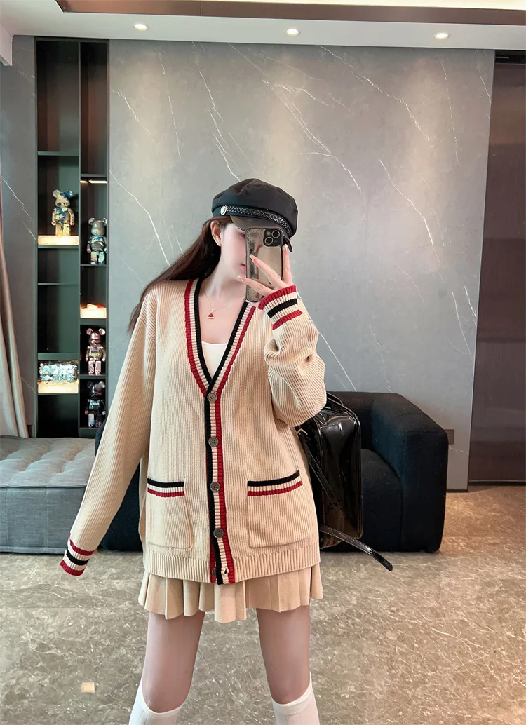 

Color Blo V-Ne Вязаный льняной кардиган на одной пуговице длиной до плеч Све Повседневный женский вязаный кардиган Sle Long Sve...