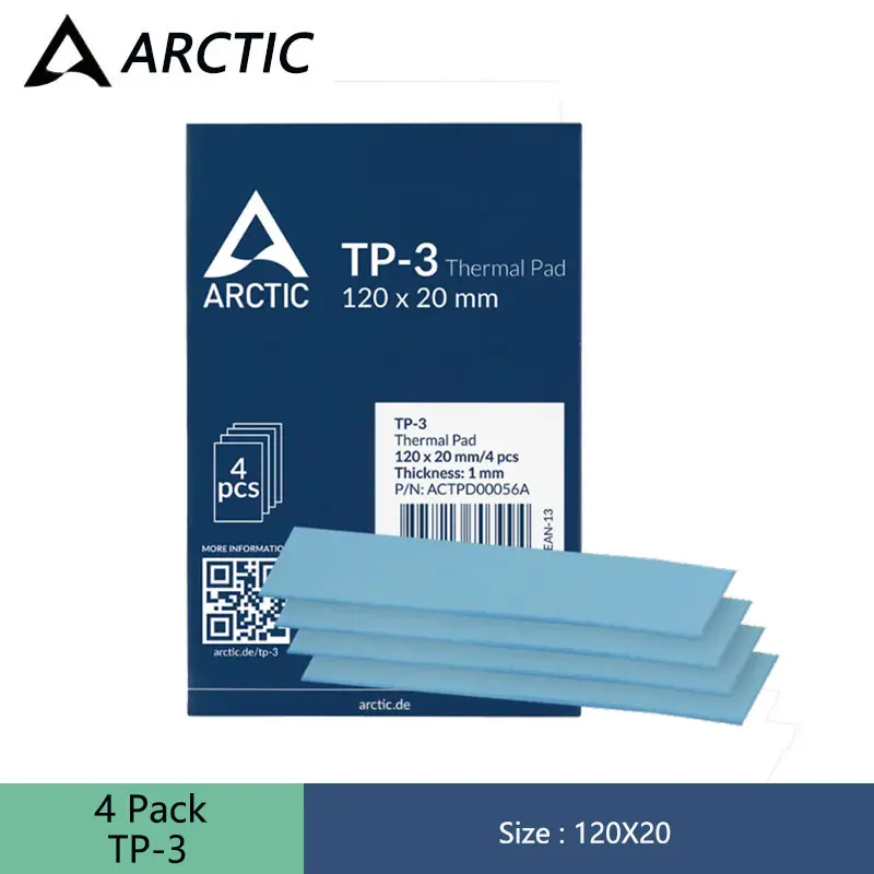 ARCTIC TP-3- 4Pack 120x20mm Thermal Pad,Apply To GPU CPU Bridging Gaps Heatsink Cooling Silicone Pad Original Thermal Pad
