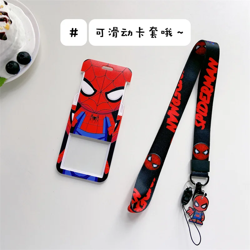 Spider-Man ID Card Holder Neck Strap Pendant Spiderman Cool Boys Door Badge Holder Lanyards Keychain Spider Man Credential Case