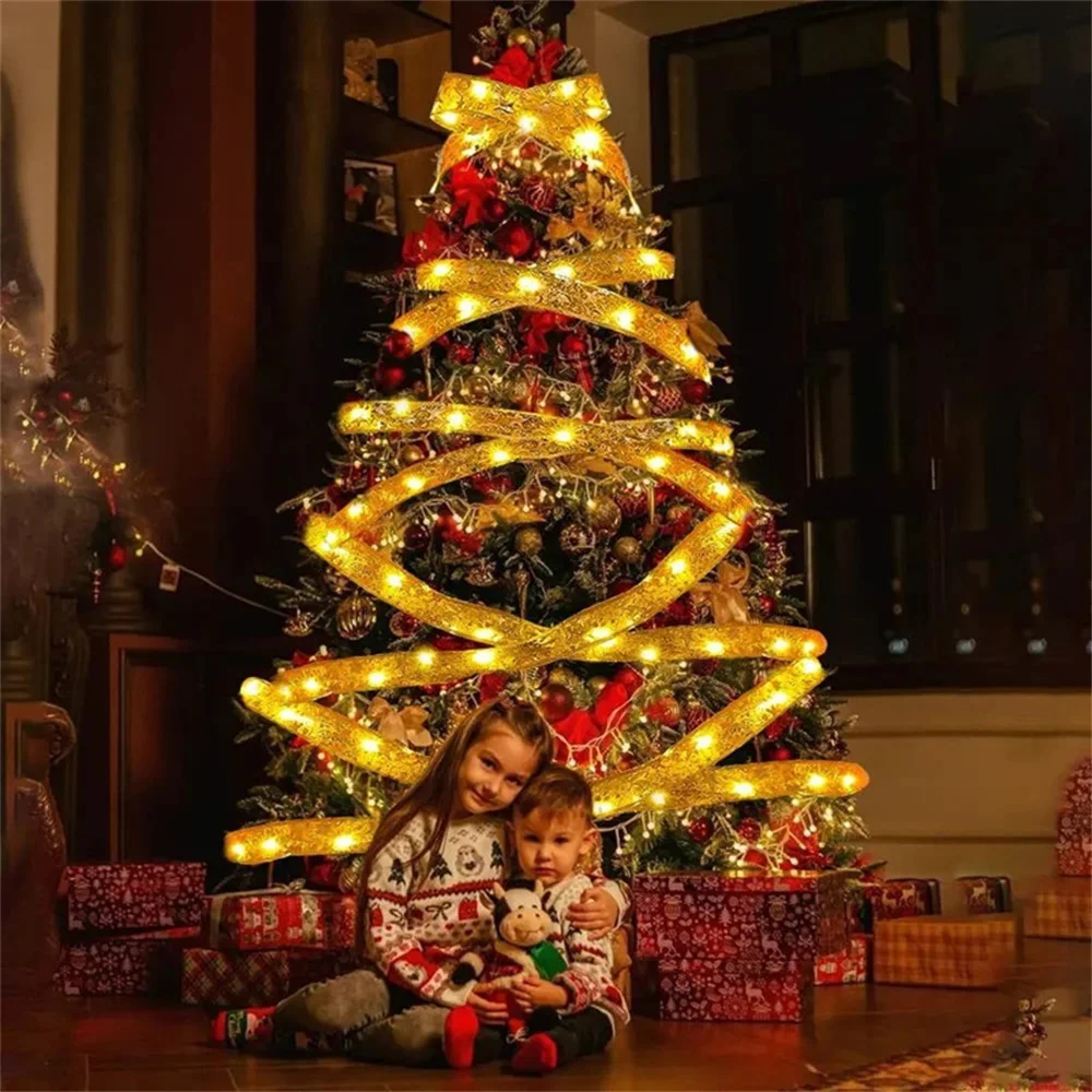 Accessori per albero di Natale a batteria Decorazione Luci a corda Nastro natalizio con luci per Natale Capodanno al coperto