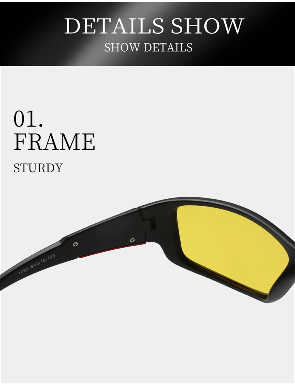 VIVIBEE Männer Sport Polarisierte Nachtsichtbrille Blendschutz Gelb Nachtsicht Fahren Sonnenbrille Frauen Brille – Detail 5