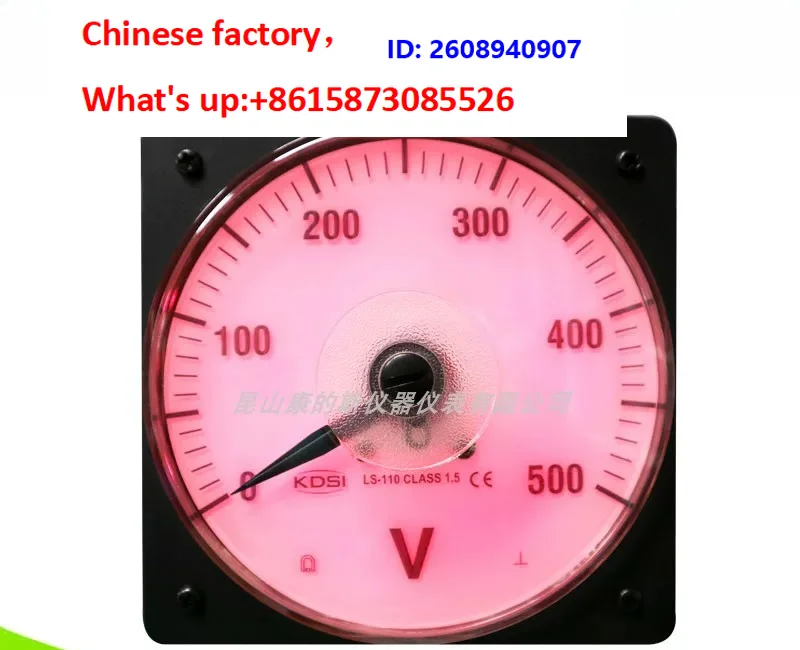 Wide Angle Pointer Voltmeter LS-110 DC500V Red 24V with Light Display, DC Meter