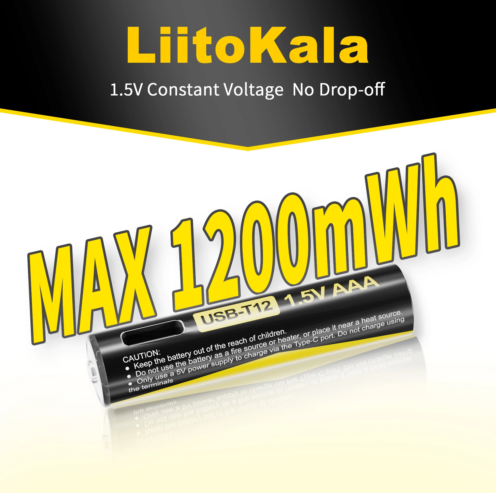 LiitoKala USB-T12 1.5V AAA 1200mAh Rechargeable Li-ion Battery for Remote Control Mouse Small Fan Electric Toy Battery