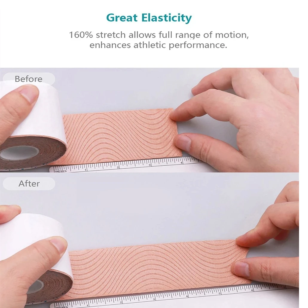 (5 عبوات) شريط رياضي من القطن المرن لحماية كوع الركبة، ضمادة لاصقة لاستعادة العضلات، مقاوم للماء وجيد التهوية #3