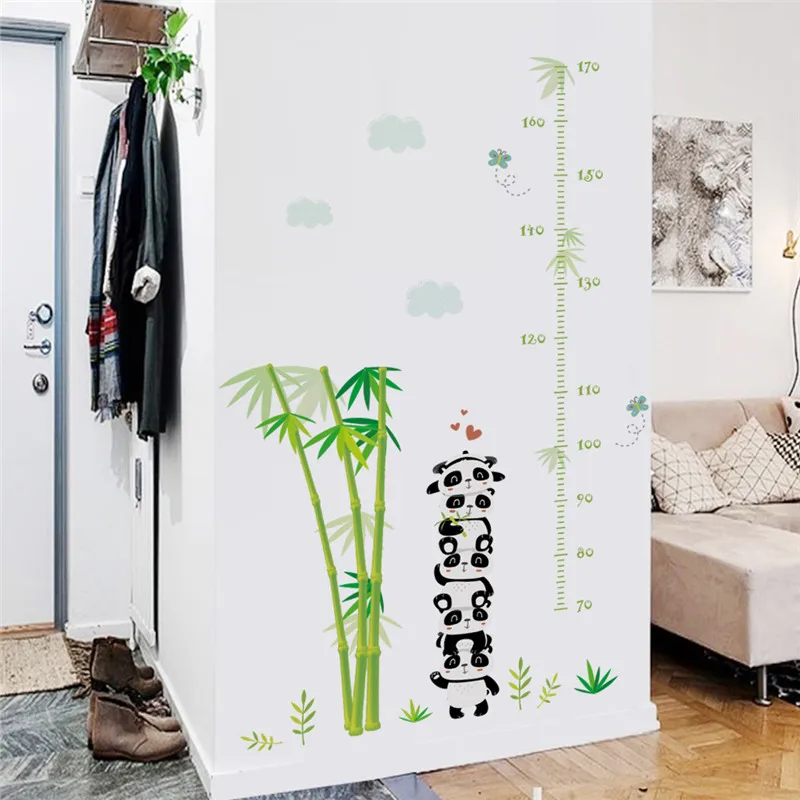 

Grow With Cute Baby Panda Height Measure Wall Stickers For Kids Room Decoration Cartoon Animal Mural Art Diy Nursery Home Decal