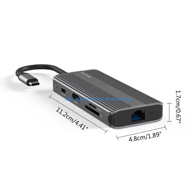 U2Je Typec Dock HDMI互換USBアダプターハブタイプRJ45 1000M TFリーダーPD100W