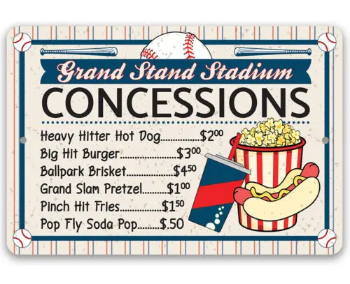 Metal Sign - Grand Stand Stadium Concessions - Great Snack Store Sign and Decor