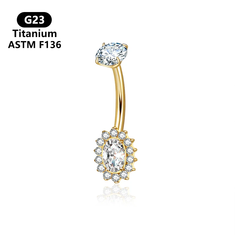ASTM F136 التيتانيوم كريستال جوهرة منحني الحديد خواتم البطن زر السرة خواتم الثقب Nombril Ombligo ثقب المجوهرات الساحرة