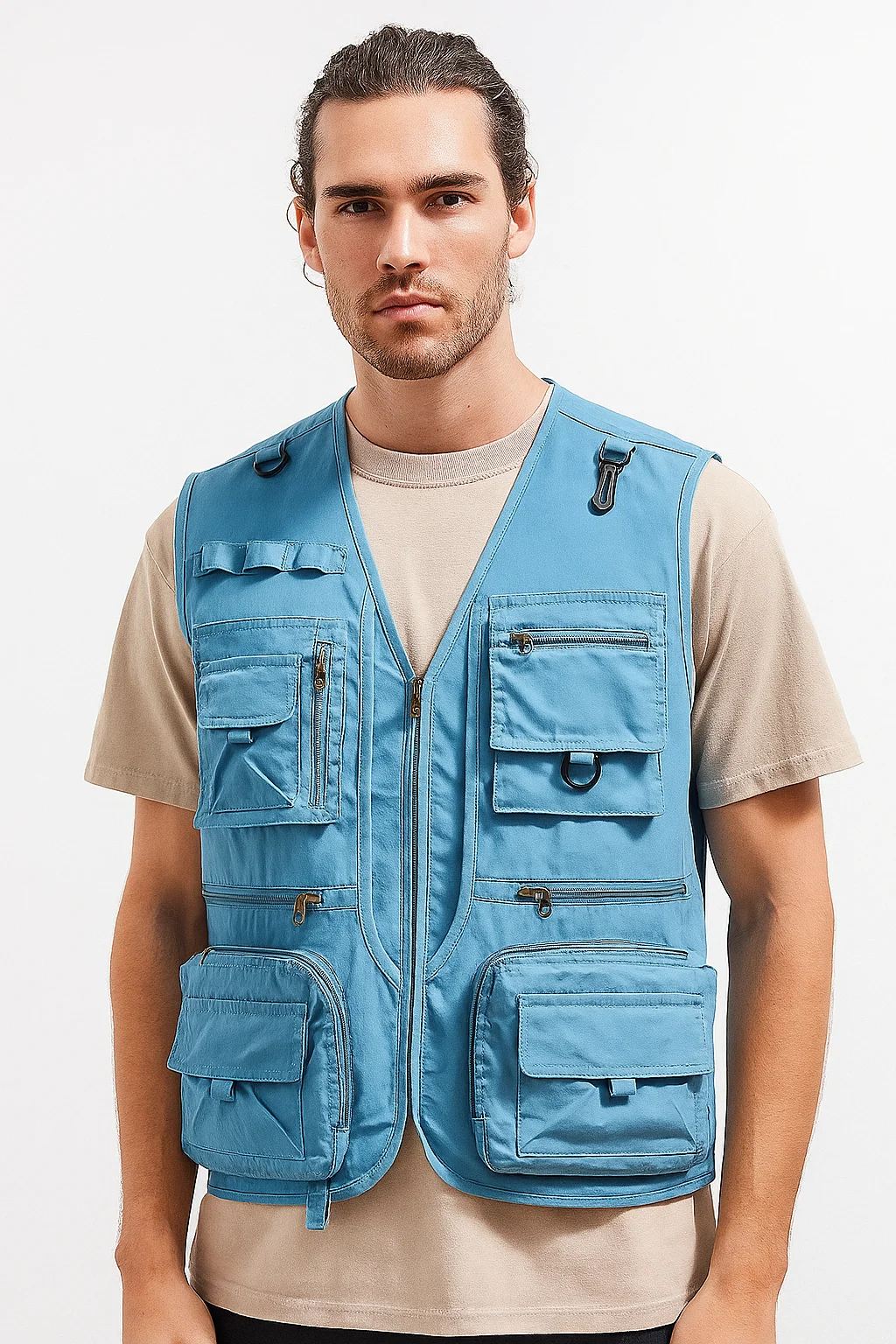 

Men's Korean style Tactical Vest 14 Pockets Summer Mesh Cargo Sleeveless 7XL Hiking Fishing Photographer Waistcoat Tool Vest