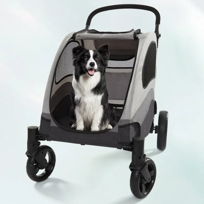 Super-Size Heavy Duty Pet Gear Wagon Cart Pet Big Dog Cat Stroller Outdoor Travel Bearing Capacity 60kg Medium Dog Trolley