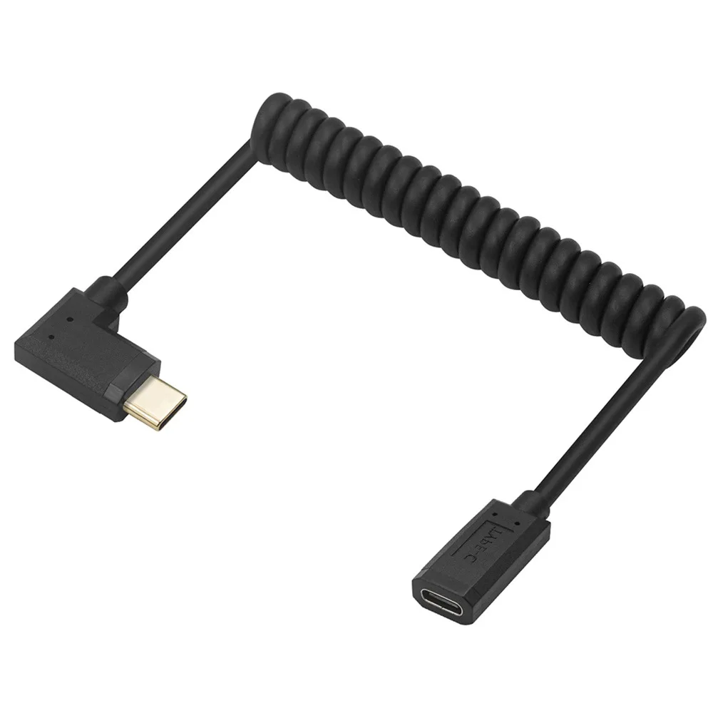 USB 3.1 Type-c Male To Female Extension Stretch Spring Cable Left/Right Up/Down 90/270 Degree Angle 10Gbps 4K USB C Type Coiled