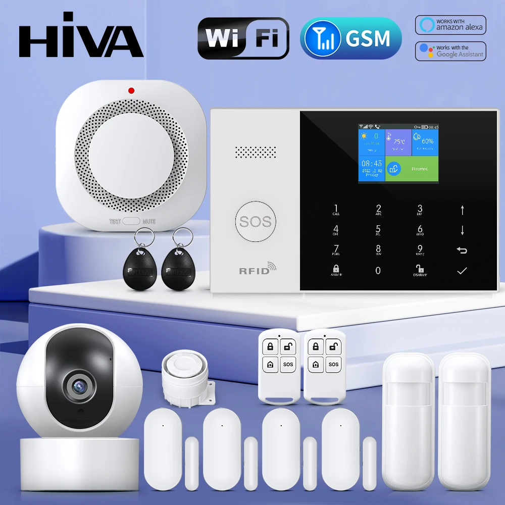 New Wireless Home Alarm System GSM WiFi With Motion Sensor Detector Burglar Alarm For Tuya SmartLife APP Garden Home Alarm PG105