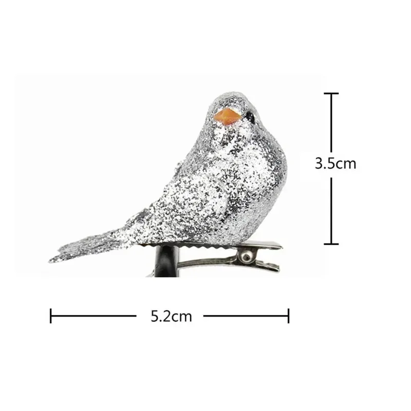 Creative 2026 New 12 Pieces/set Artificial Simulation Foam Bird Set Mini Bird Ornaments Glitter DIY Garden Decoration Crafts