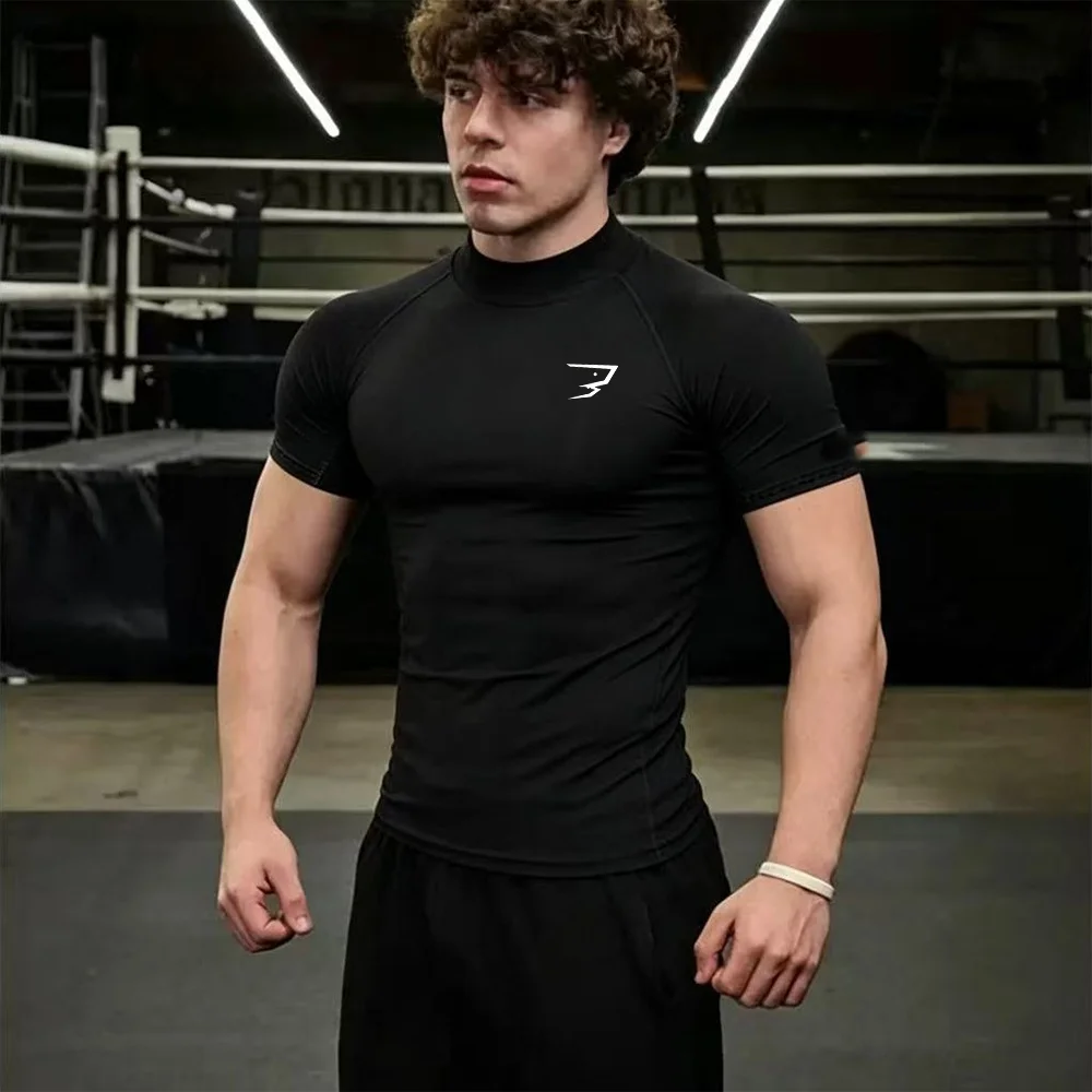 Men's Workout Compression Shirt Turtleneck Long Sleeve Rash Guard Gym Base Layer Athletic Undershirt Gear Sports Shirt