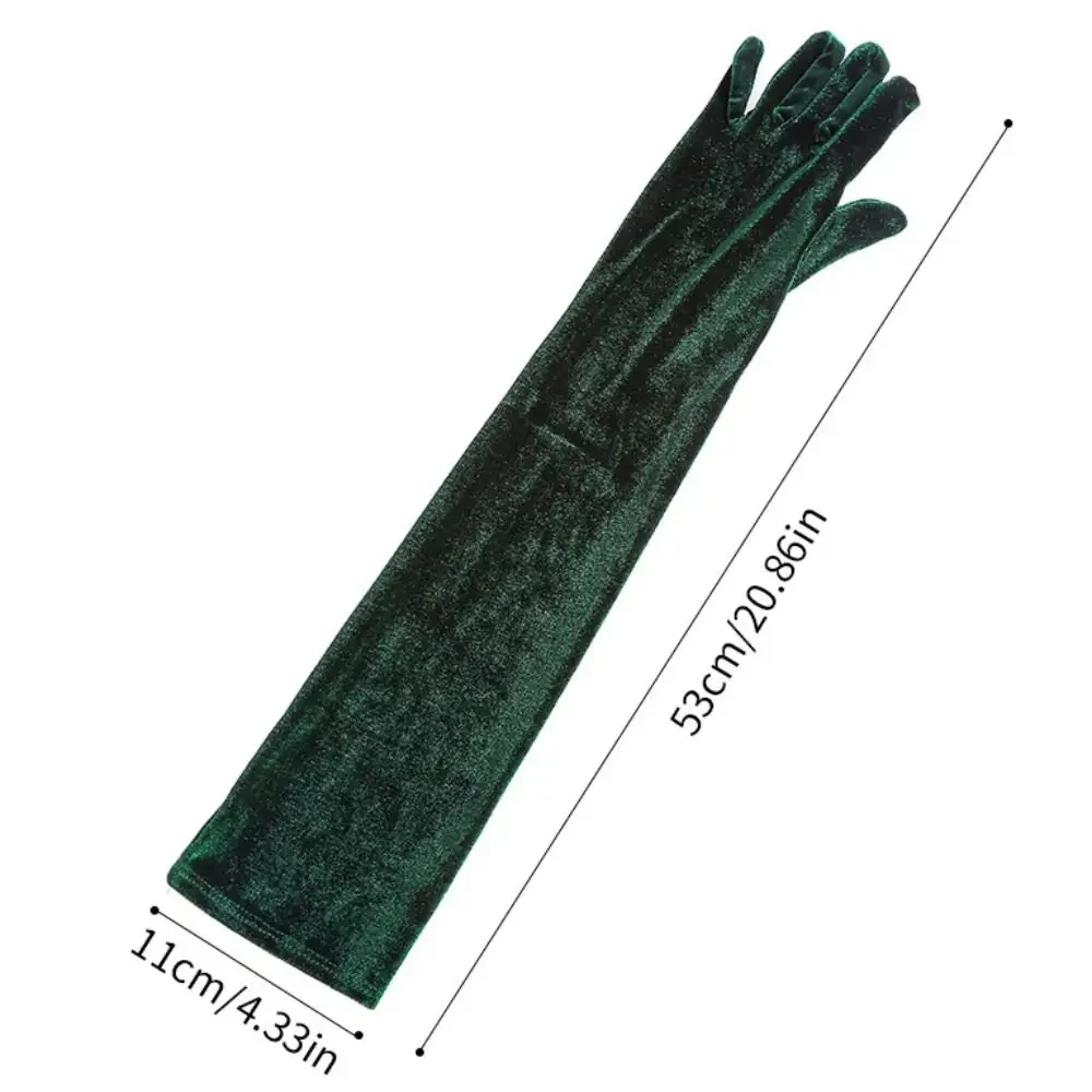 Retro Elegant Velvet Long Gloves Solid Color 53cm Bride's Long Mittens Soft Comfortable Etiquette Gloves Wedding Accessories