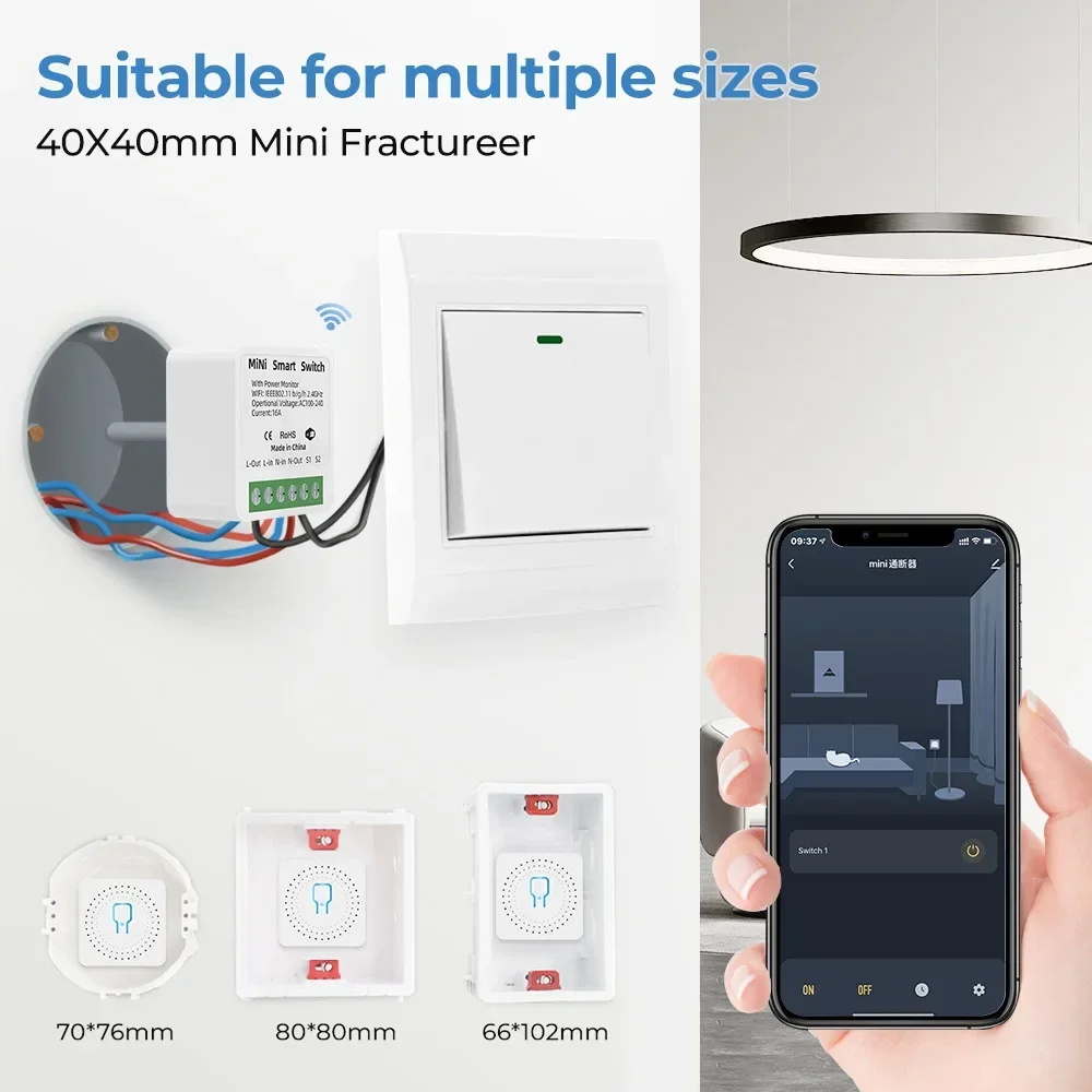 16A Tuya WiFi/Zigbee Mini Smart DIY Switch 2 Way Control with Energy Monitor Smart Home Automation Breaker for Alexa Google Home