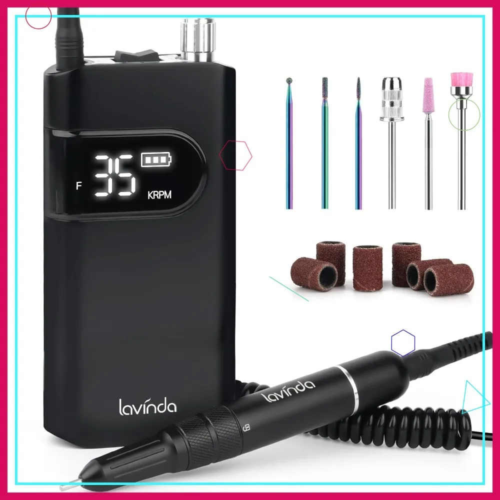 

Аккумуляторная машинка для маникюра и педикюра 35000 об/мин, портативный фрезер для акриловых и гелевых ногтей, инструмент для салонов и домашнего использования