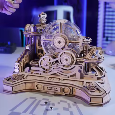 Robotime Pinball Model Gear Ball Challenge 3D Wooden Puzzle Model Kits to Build DIY Table Game Gift Idea for Men Women -EGC